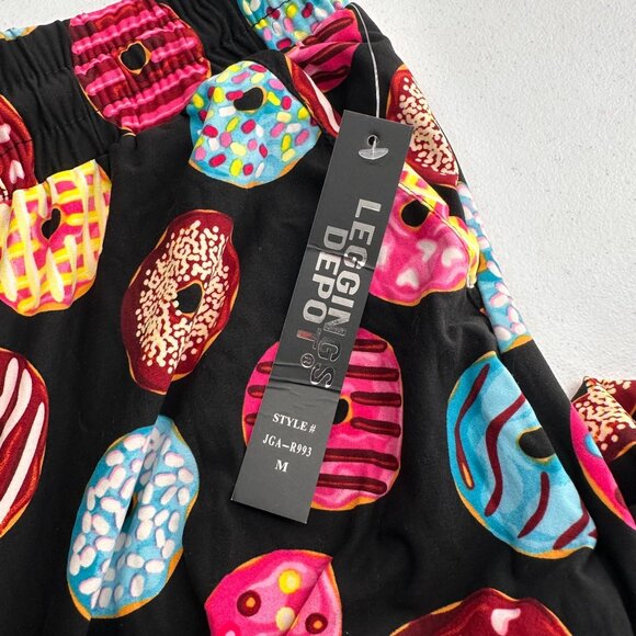 Donut Print Leggings Elastic Waistband Soft Stretchy Pants Medium Depot Lounge - Picture 6 of 9